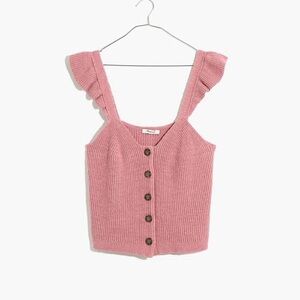 Madewell Ruffle Strap Button Front Sweater Tank in Blush Pink Size Small
